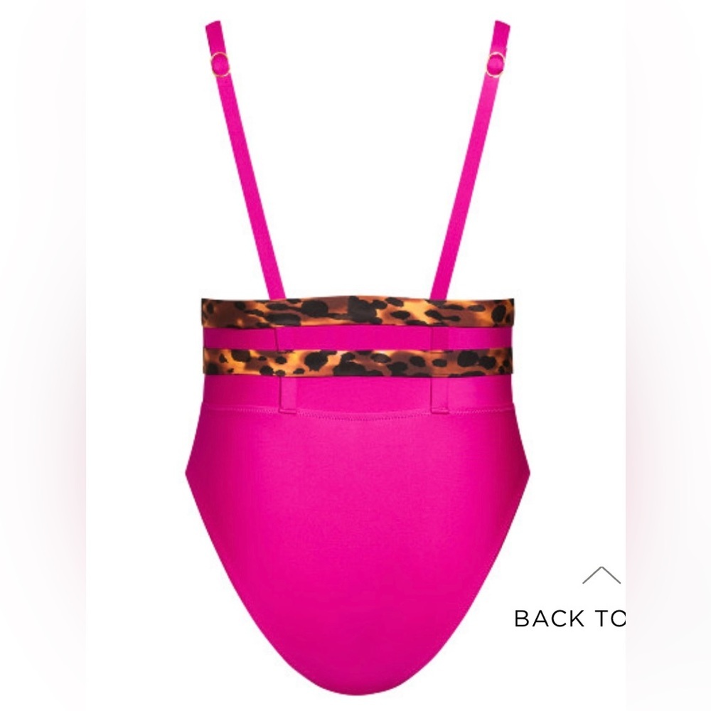 City Chic Pink Leopard Print Swimsuit NWT - Picture 2 of 3